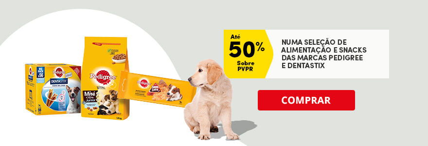 At&eacute; 50% nas marcas Pedigree e Dentastix
